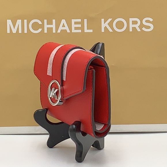 MICHAEL KORS CARMEN MEDIUM LOGO AND FAUX LEATHER WALLET BRIGHT RED NWT - Picture 10 of 12